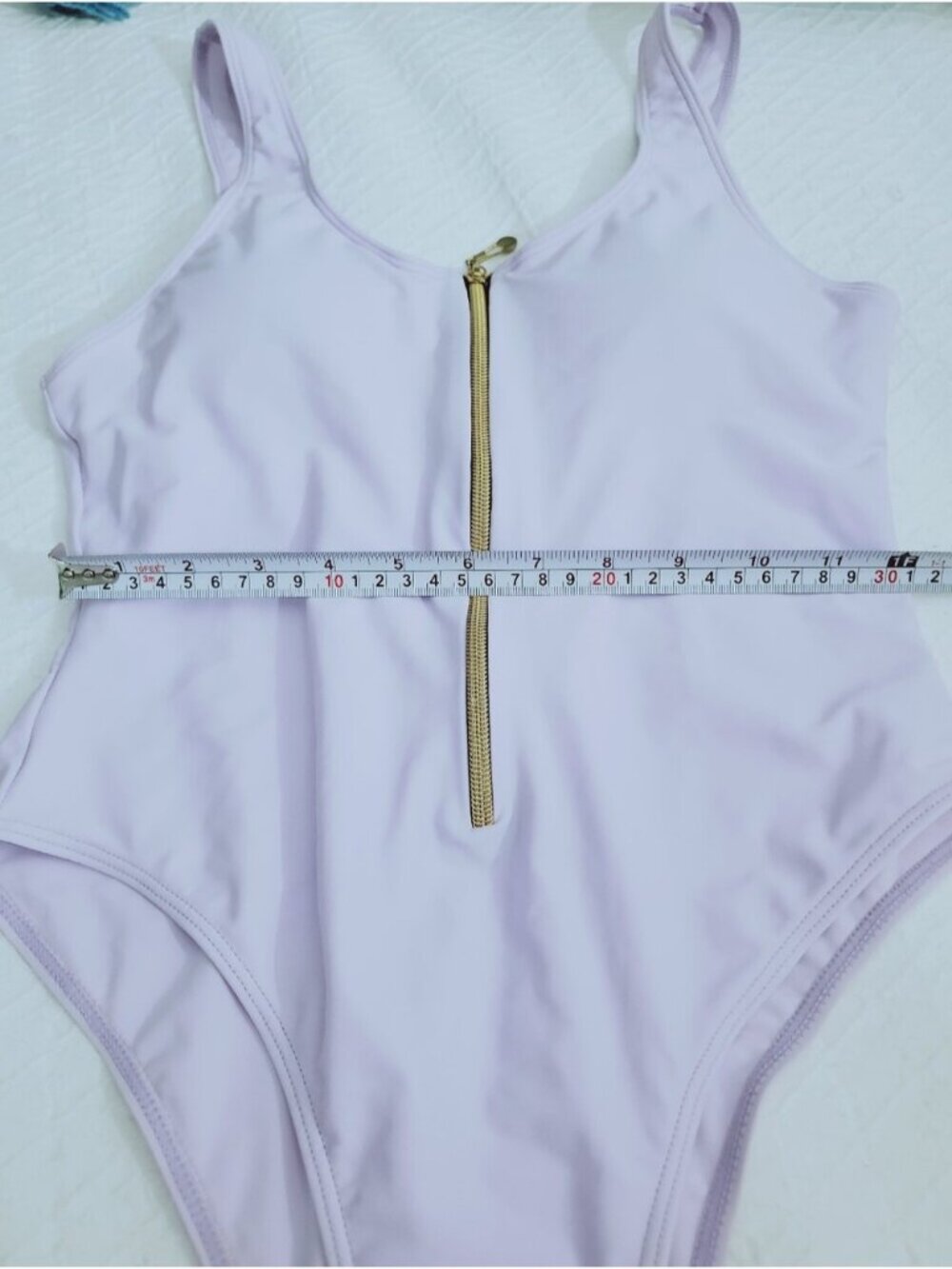 Cool Lilac Padded Cheeky High Cut Swimsuit with Zip Front - Picture 13 of 15